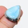 Natural Larimar Gemstone 925 Solid Sterling Silver TwoTone Gift Ring S.7 s9M28