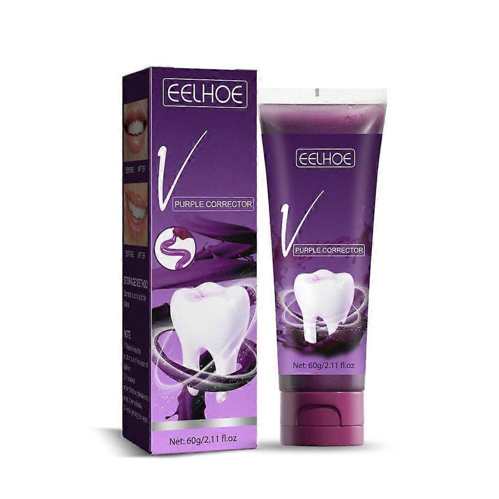 3pcs V34 Teeth Whitening Purple Toothpaste Remove Teeth Stain Whitening Brightening Essence Fresh Breath Color Corrector Oral Care