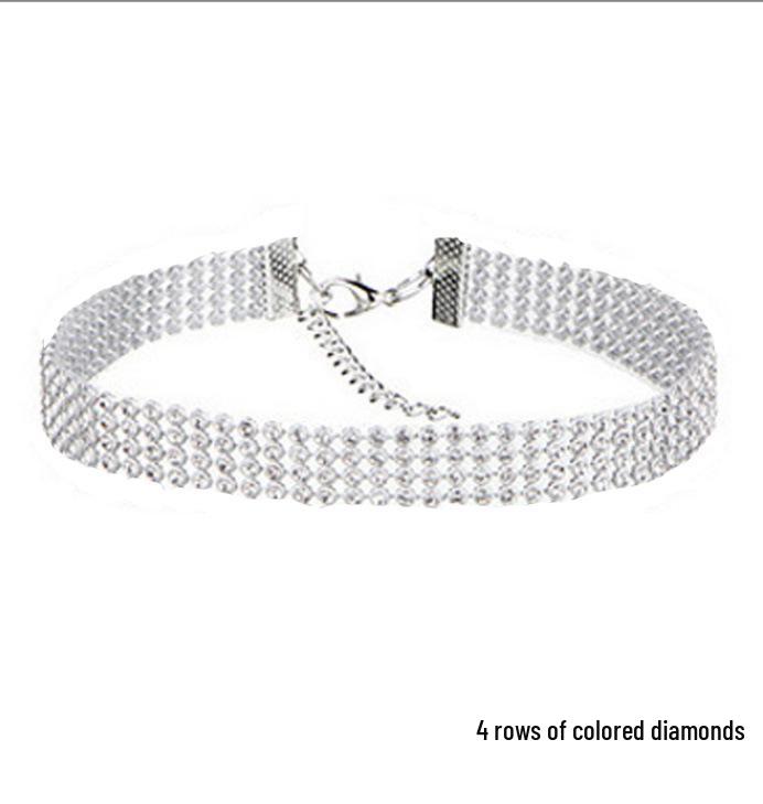 Многослойное акриловое колье-чокер с бриллиантами - Короткое ключичное, Клубный стиль