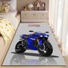Area Rug, Yamaha YZF R1 Blue Motorcycle Illustration Grey Background Print, Man Cave Decor, Non-Slip Mat