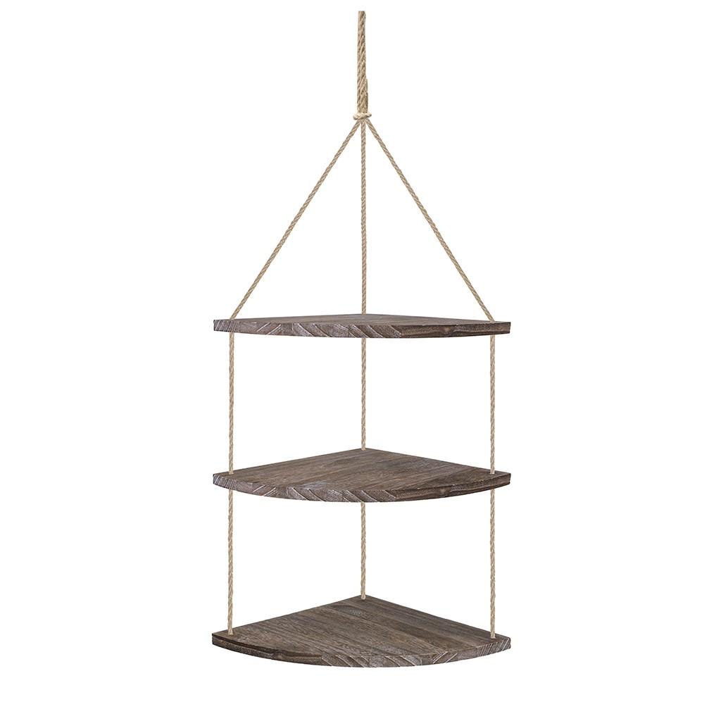 Подвесная угловая полка, 3-х уровневая джутовая веревка, деревянная настенная плавающая полка, стеллаж для хранения