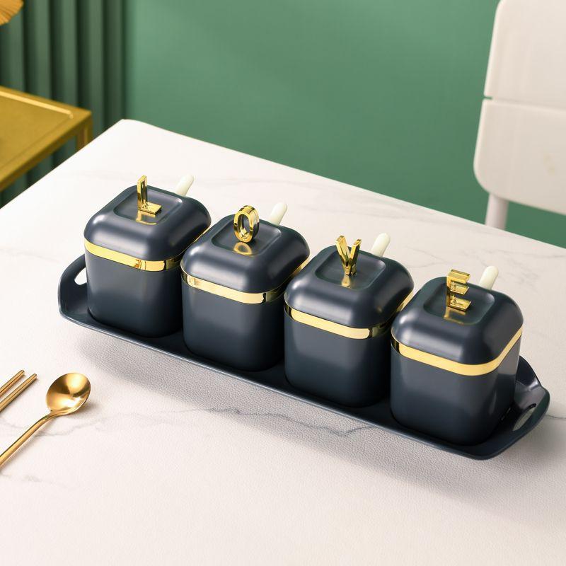 Seasoning Box Set Salt Pepper Spice Rack Jar Sugar Bowl for Kitchen Gadget Device Sets Spice Box With Lid Organizer Tool