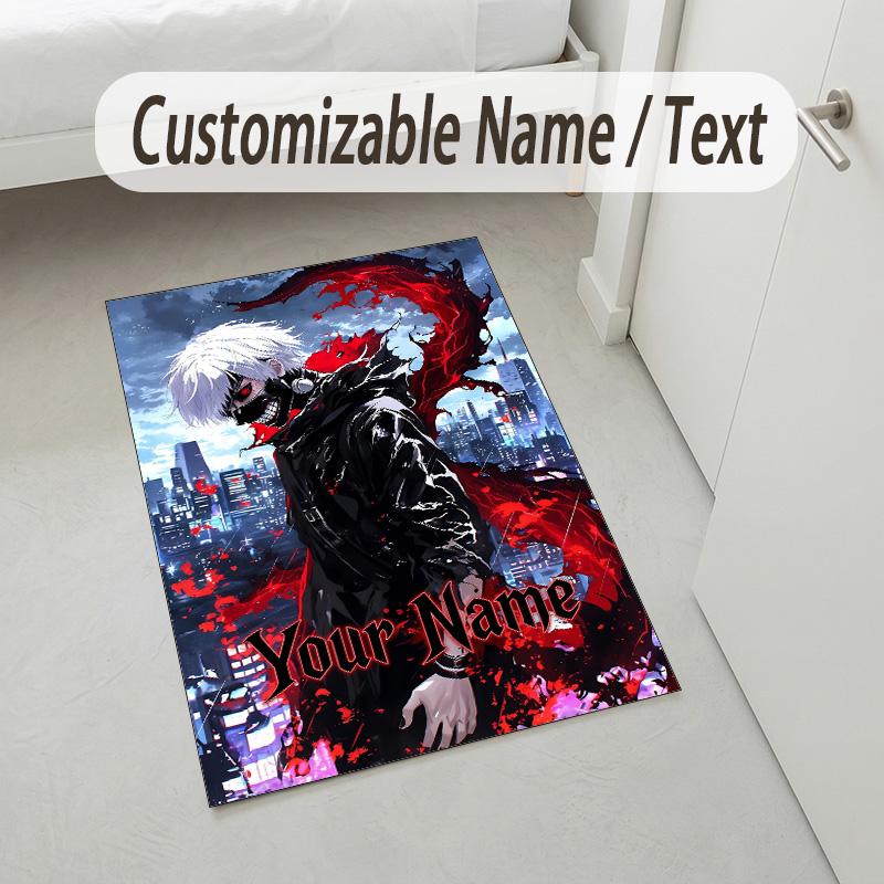 Personalized Crystal Velvet Carpet,Tokyo Ghoul Custom Printed Name, Plush Area Rug For Home Indoor Decor