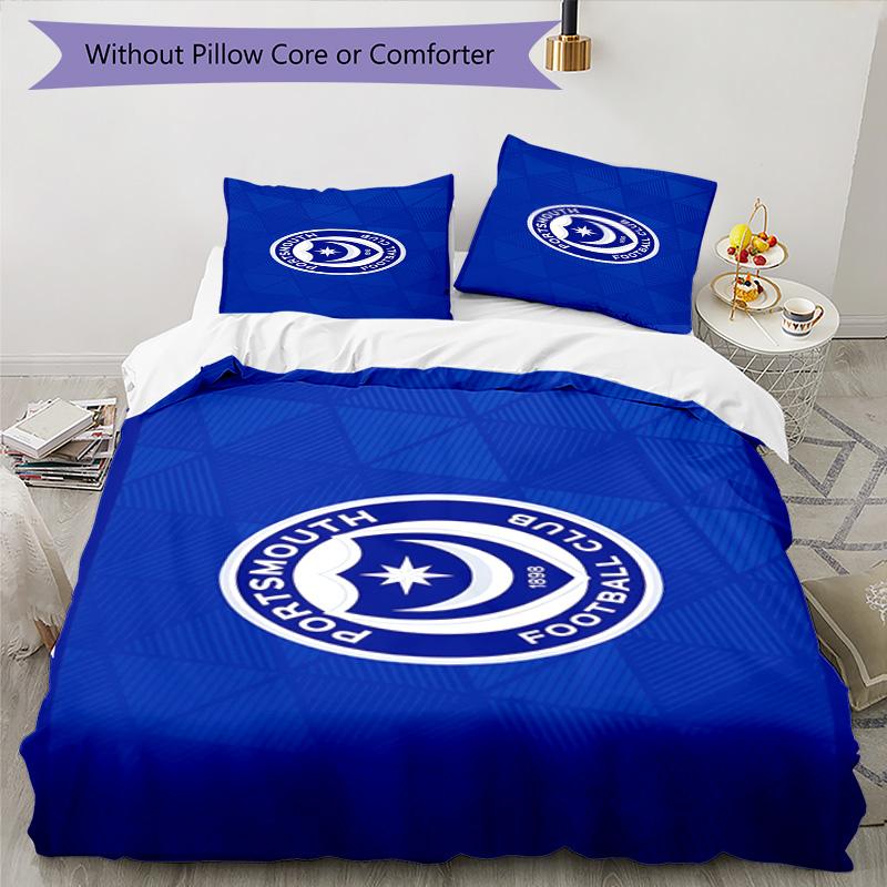 Portsmouth F.C Printed Pattern Duvet Cover Set – includes 1 duvet cover and 2 matching pillowcases Bedroom decor Christmas gifts