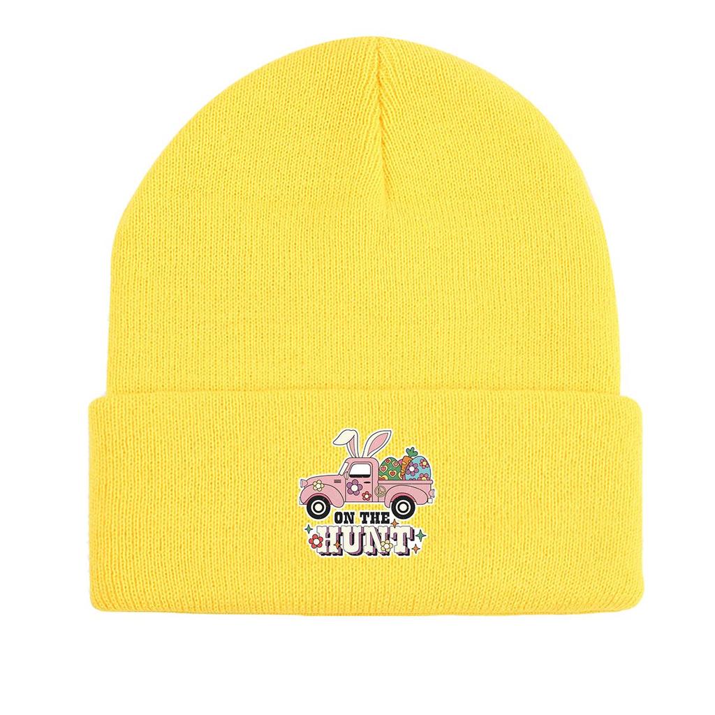 Easter Egg Pickup Truck Winter Knit Cap Beanie, Man Cap Stretchable Soft Hip Hop Bonnet Knitted Hat Beanie