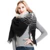 Autumn Winter Gradient Plaid Black Square Scarf Women's Warm Shawl
