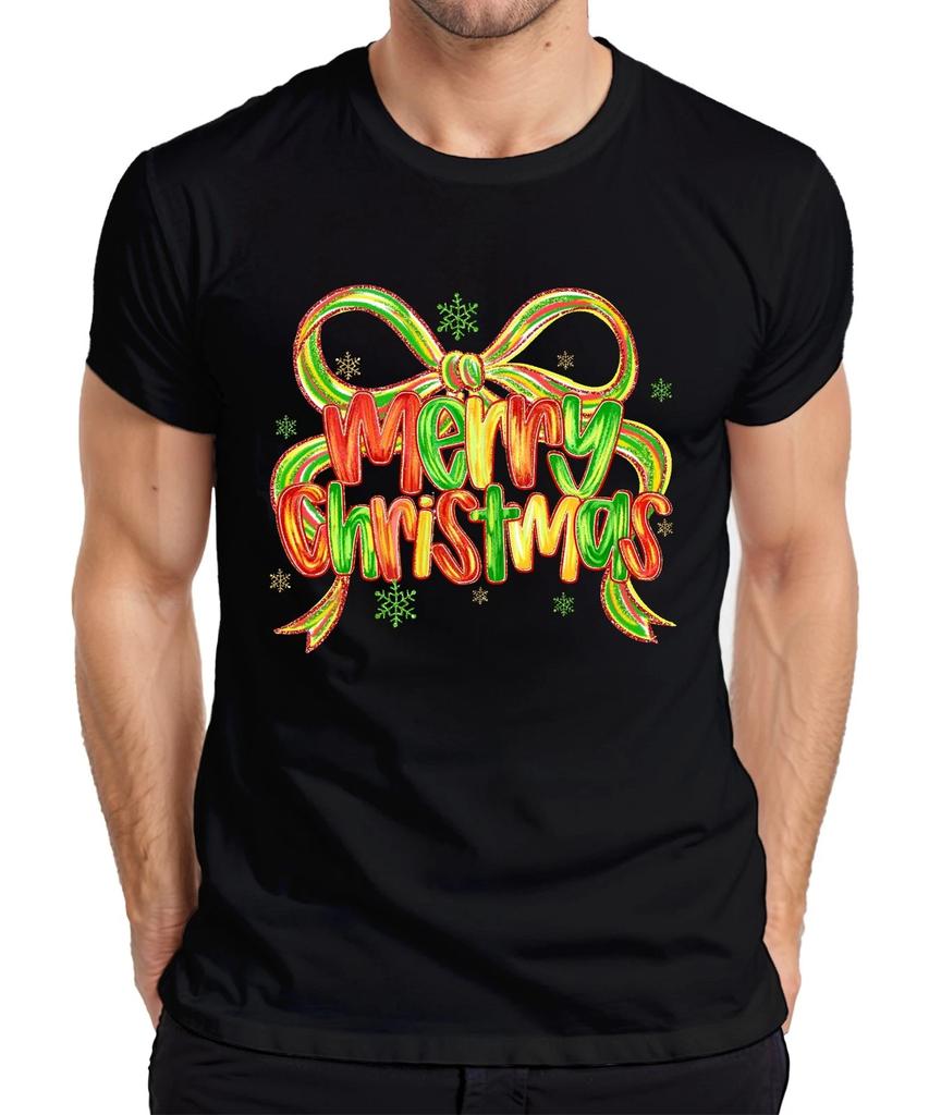 Merry Christmas glitzer schleife schneeflocke festlich Geschenk Herren T-Shirt