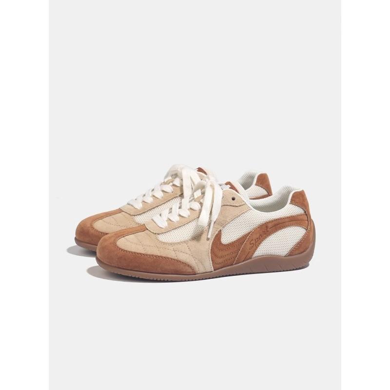 Contrasting Color Retro Versatile Leather German Training Shoes Women's 2025 Spring New Light and Comfortable Casual Forrest Gump Sports Shoes