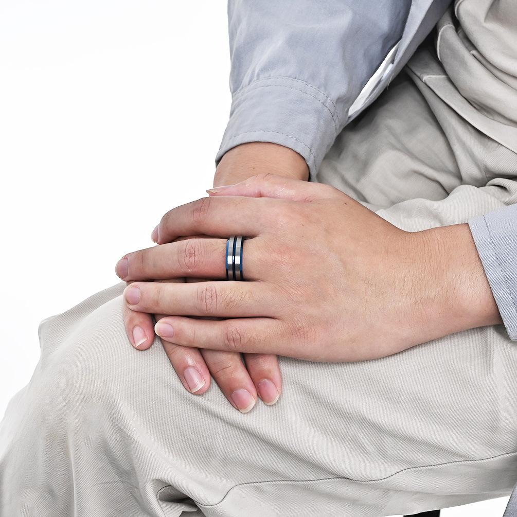 Кольцо из вольфрамовой стали с прорезью 8 мм для мужчин, модный аксессуар в стиле легкой роскоши, персонализированный, двухцветный, вольфрамовое золото, устойчивый к царапинам