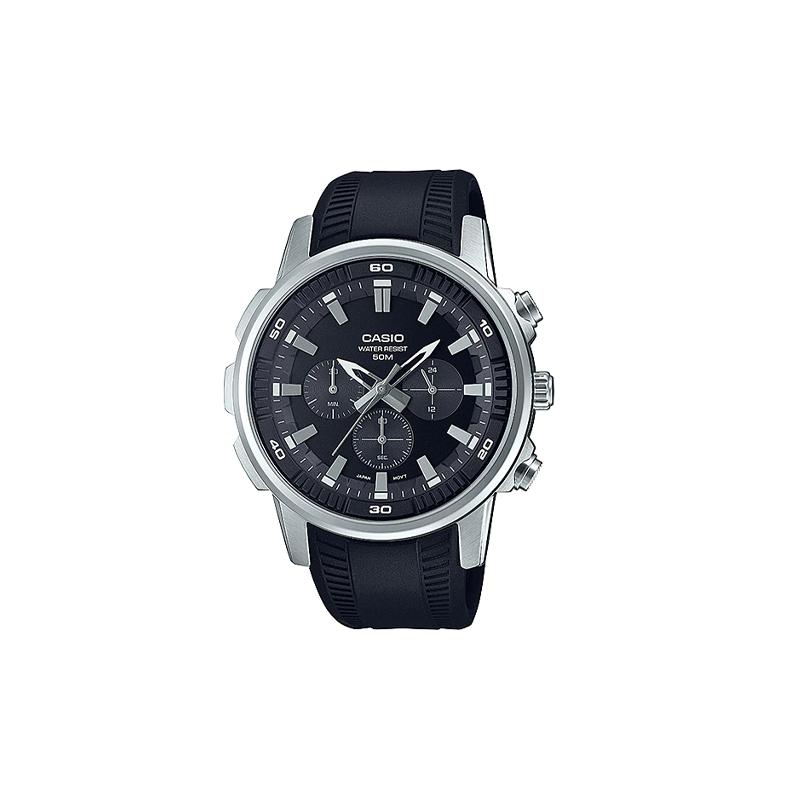 Casio ЧАСЫ Классические Простые Изысканные Модные Трехскладная Пряжка Кварцевый Механизм Смола Кожаный Ремешок Японские и Корейские Часы Мужские Часы MTP-E505-1AV