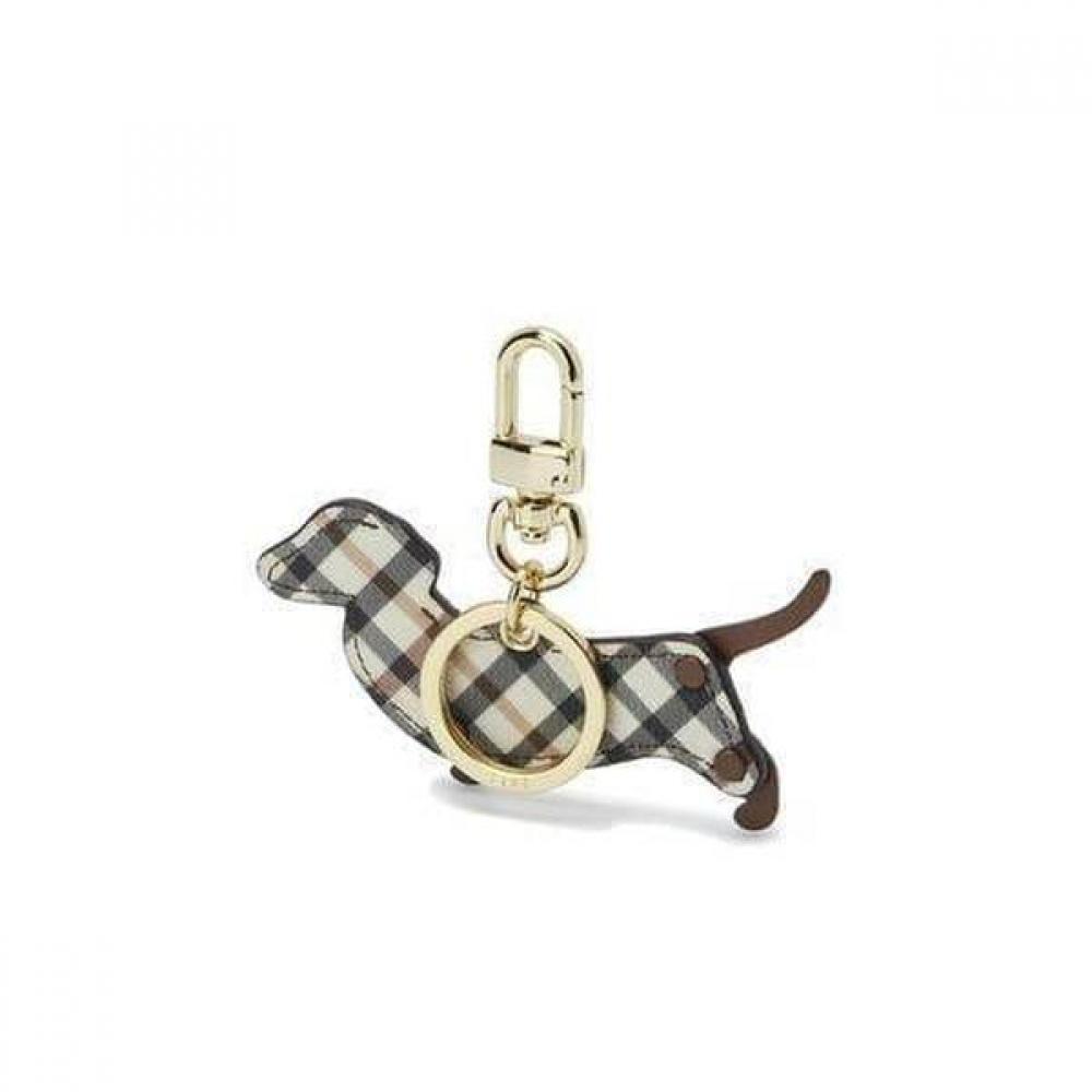 Daks Puppy Brown Check Leather Keyring Dbho6fe84w3
