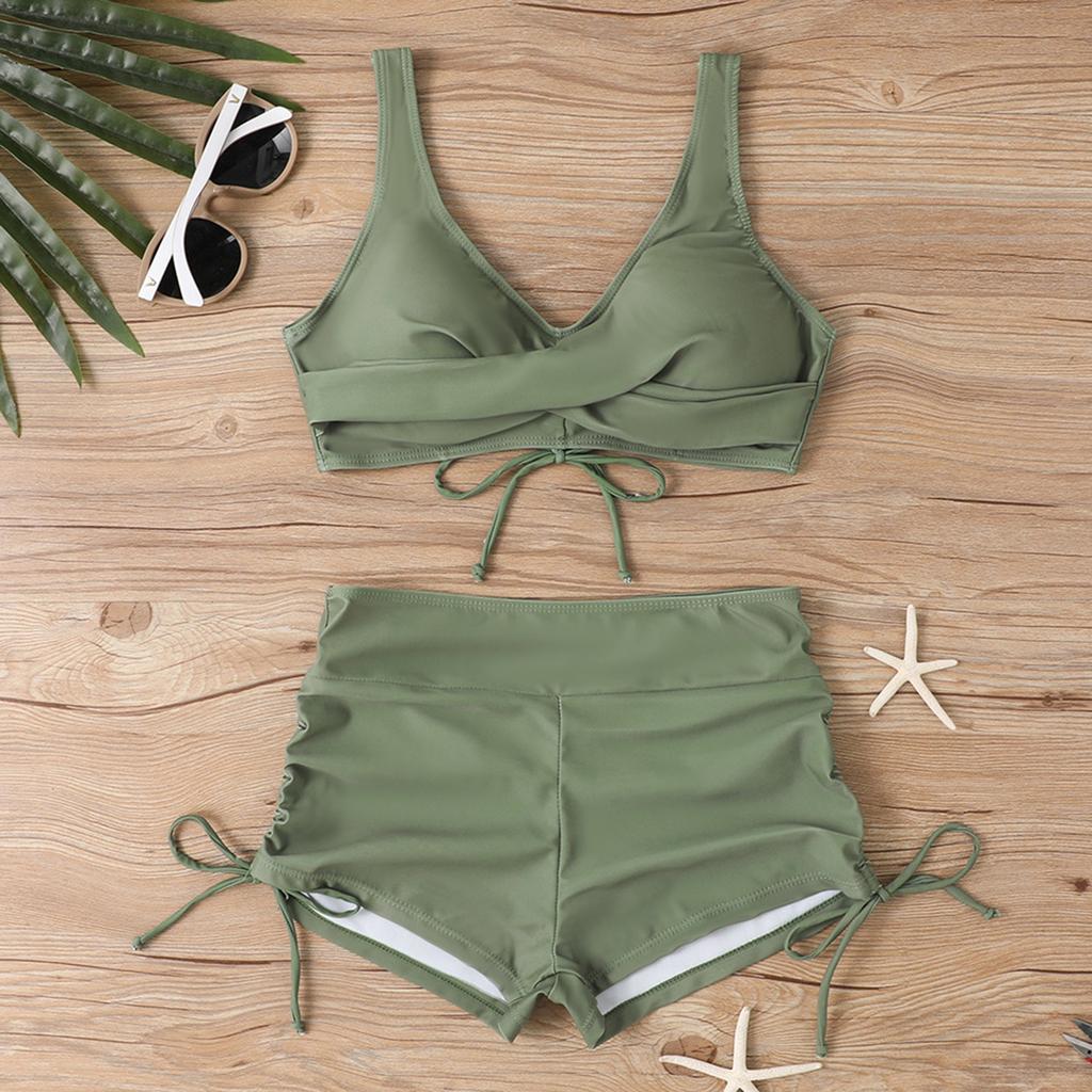 Women's Split Fashion Sexy Bikini Print With Breast Pad Without Steel Bracket Swimsuit