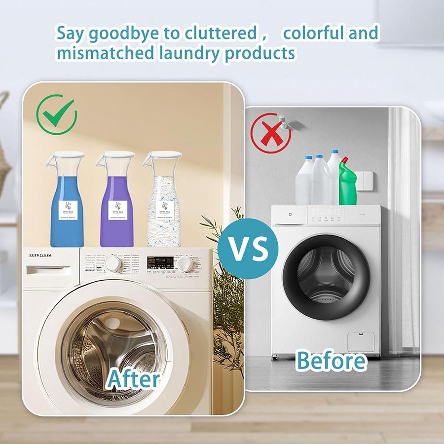 Набор из 3 диспенсеров для стирального порошка, 20 унций, пластиковая бутылка для кондиционера для белья, контейнер для стирального порошка, органайзер для прачечной для жидкости