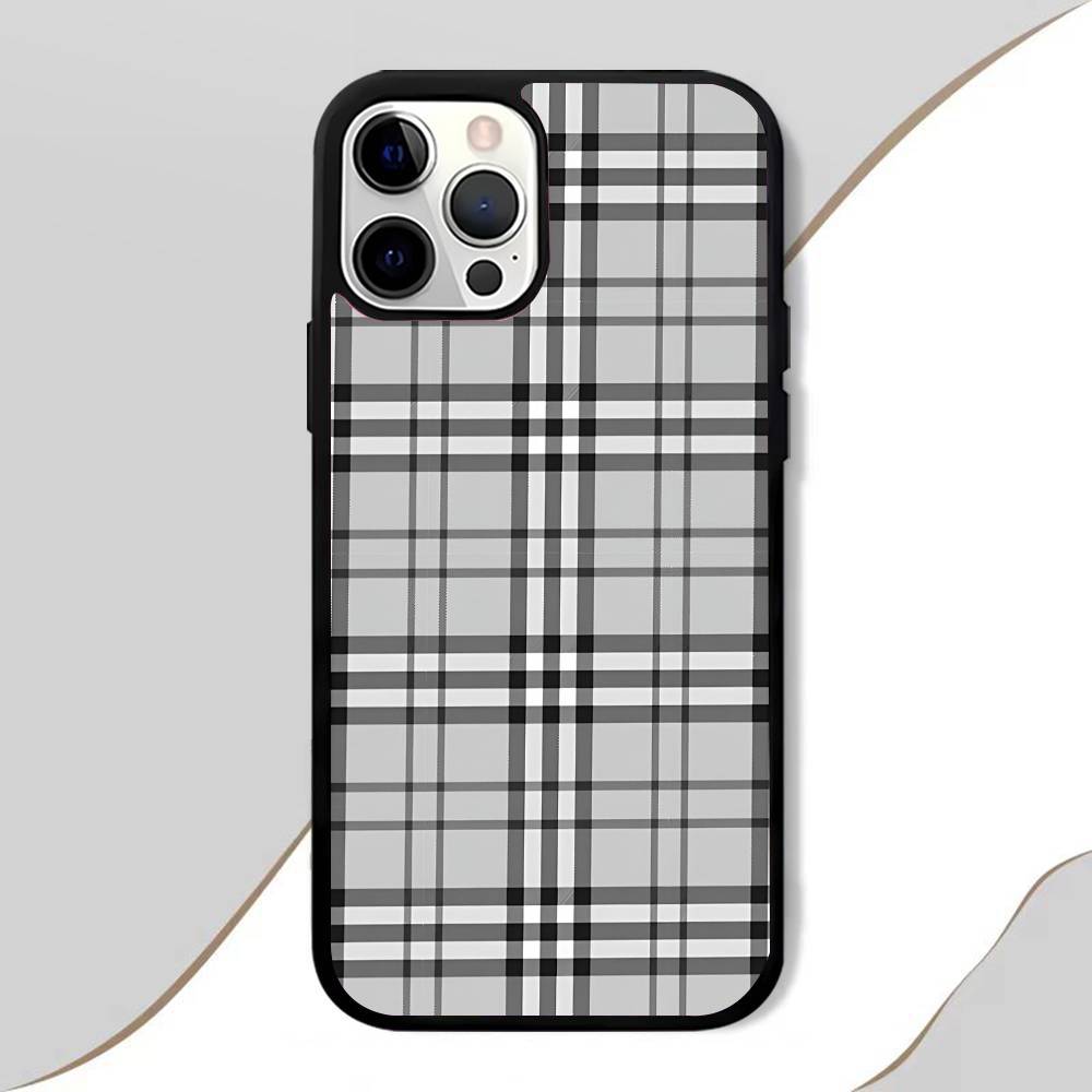 Клетчатый модный чехол для телефона Мобильный Подходит для Apple 17 Air 16 PRO MAX 15 14 13 12 11 Заплатка Черный Жесткий корпус