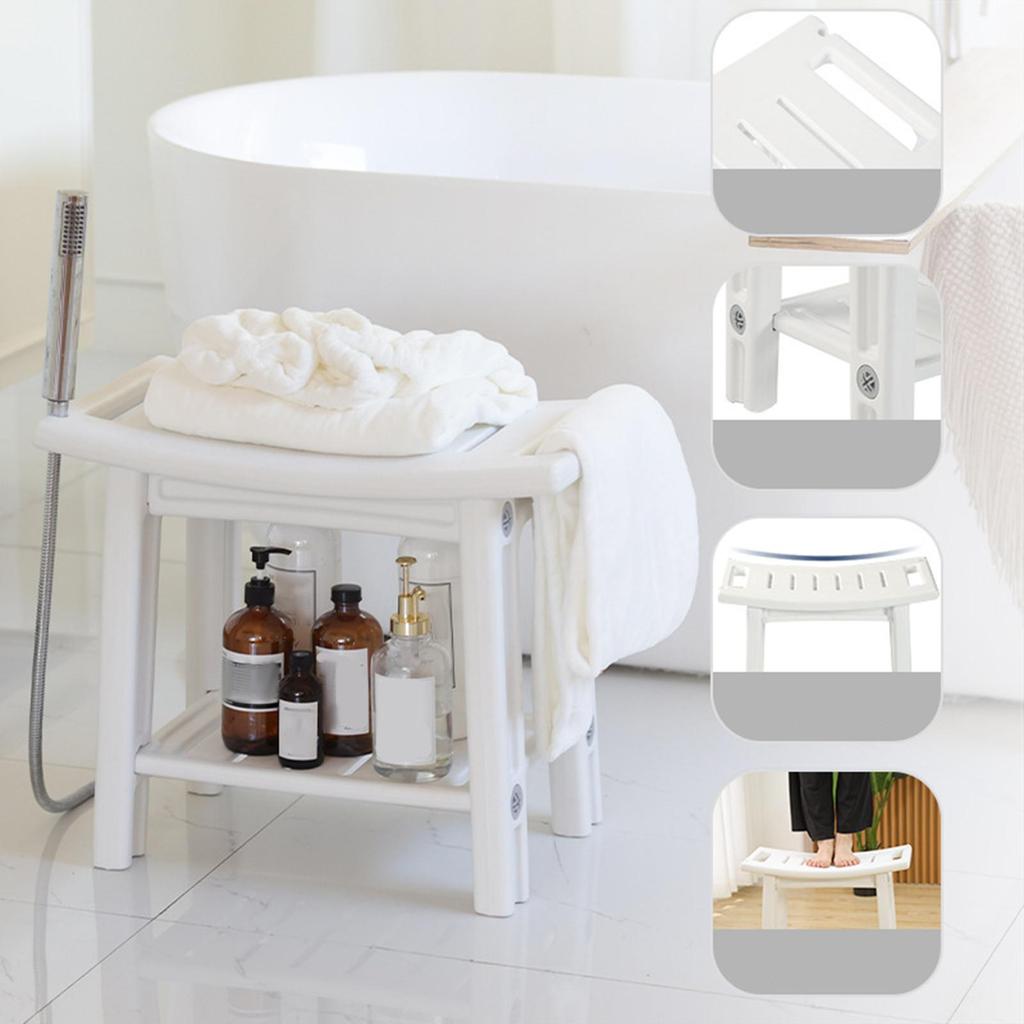 Corner Shower Stool Bench Seat Spa Bath Chair with Storage Shelf Organizer Resistant Easy