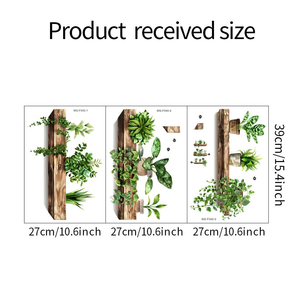 3Pcs/Set Creative Wall Stickers Potted Plant Decals Self-adhesive Removable Wall Mural DIY Wall Art Home Decoration Accessories
