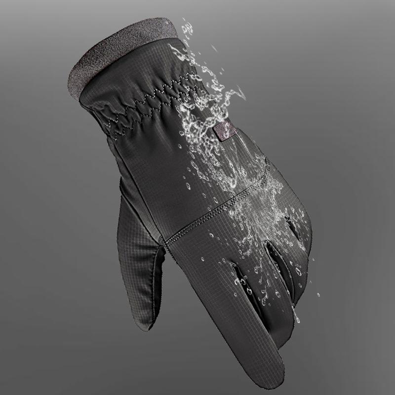 Winter Warmer Men Motorcycl Gloves Windproof Waterproof Touchscreen Internal Plush Anti-Slip Skin-friendly Men Cycling Gloves