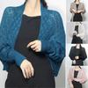 Women Shawl Long Sleeve Soft Fabric Cardigan Open Stitch Easy To Match See-through Hollow Out Sunscreen Summer Cape Coat for Home Wear
