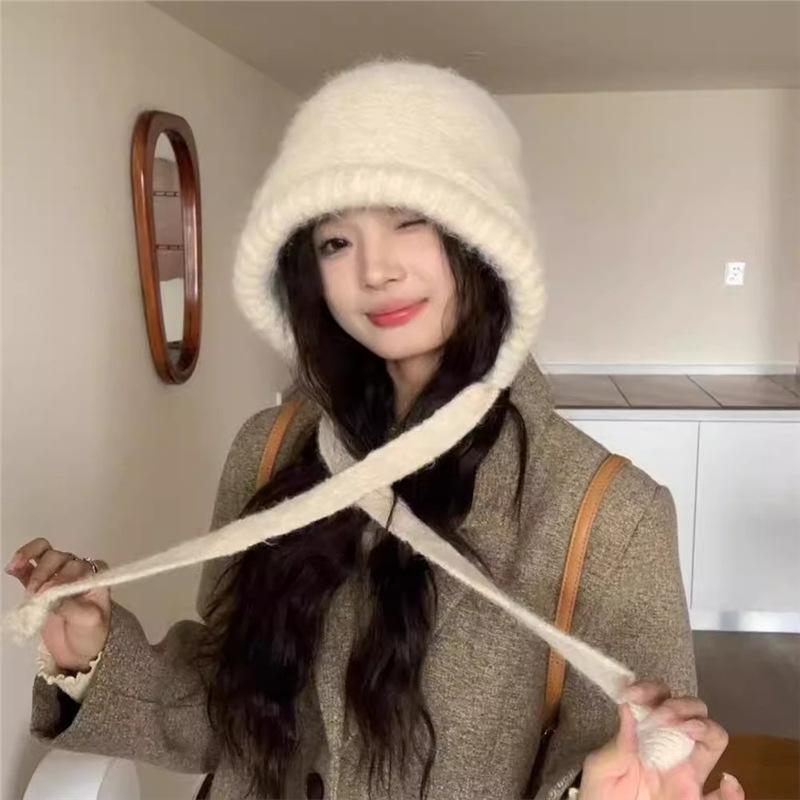 Вязаная шапка Детская зимняя ретро шапка Шапка-мешок Теплая защита ушей Шерстяная шапка