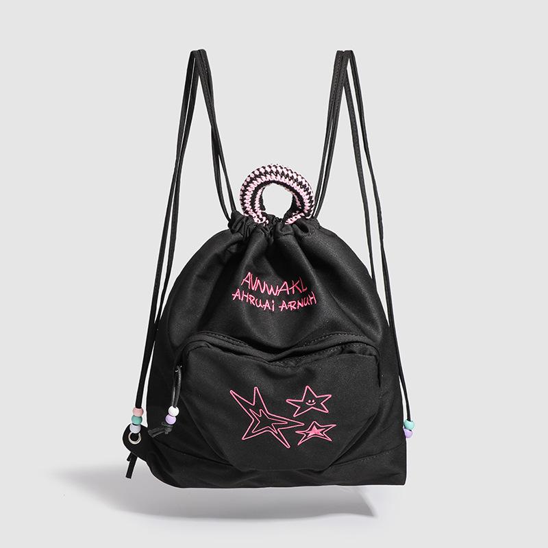 American Retro Cowboy Travel Backpack Ins Niche Drawstring Female Soft Casual Small Backpack Female