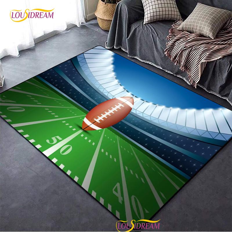 Персонализированный ковер для американского футбольного поля, коврик для декора гостиной, спальни, детский, кухонный, ванный, нескользящий коврик для пола, альфомбра