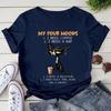 My Four Moods Lazy Cat Anime Tops Short Sleeves Women's T-shirts Tops Cute Coffee Black Sleepy Cat Women Tops Y2k Short Sleeves