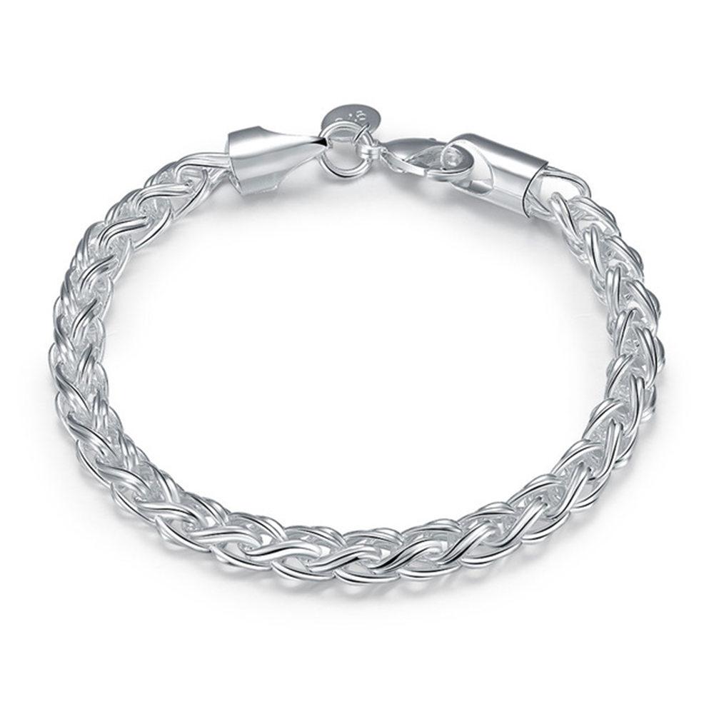 New 925 Sterling Silver Bracelet Fishbone Bracelet Woman Men's Jewelry Gift