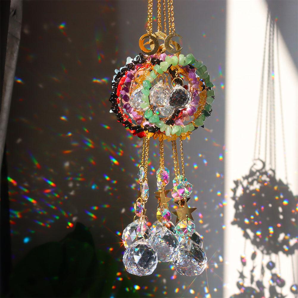 Rainbow Crystal Angel Chakra Sun Catchers Car Charm Pendant Wall Window Door Wind Chimes Hanging Ornaments Room Home Decor
