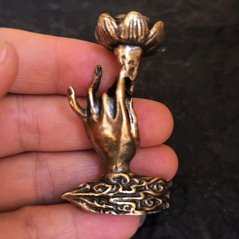 1 Piece Small Buddha Hand Backflow Incense Burner Metal Sandalwood Copper Cone Censer Lotus Mini Home Decor Ornaments