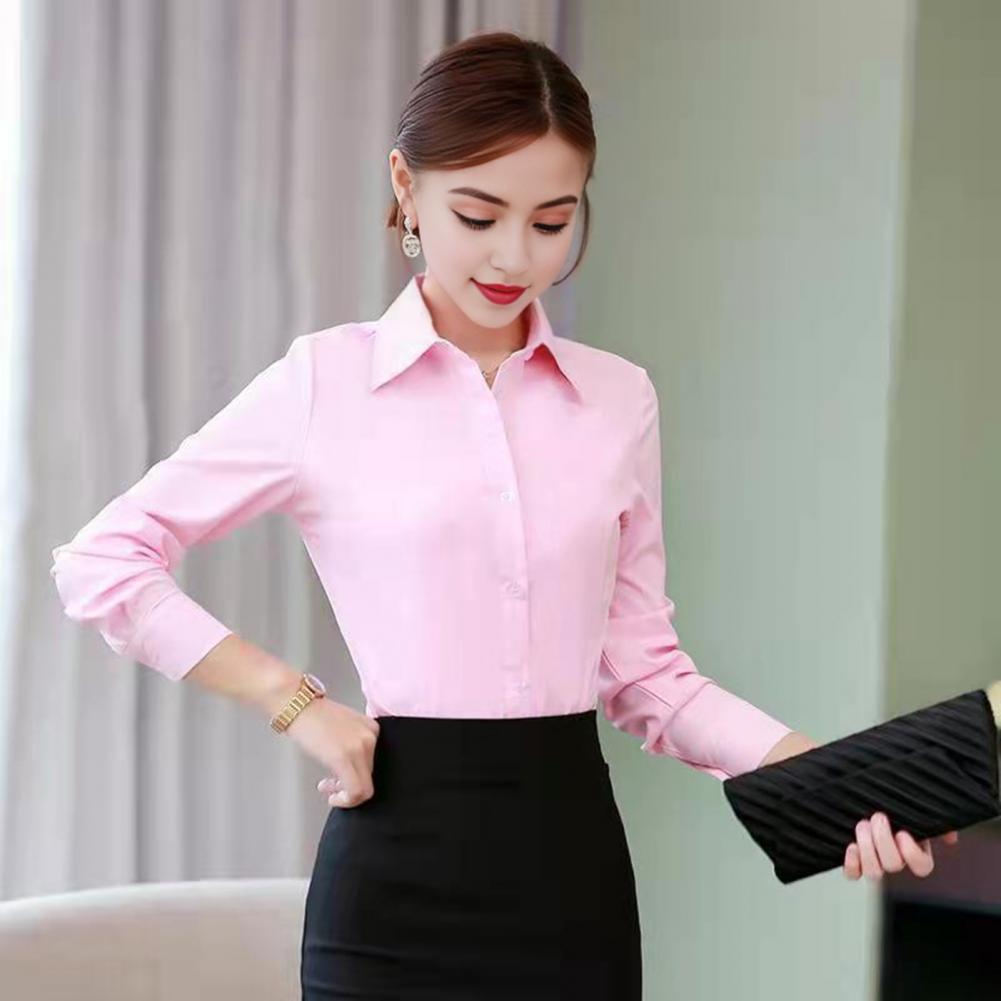 Women Shirt Elegant Lapel Collar Women's Shirt Collection Long Sleeve Slim Fit Office Lady Tops for Work Wear Fall Blouse Styles