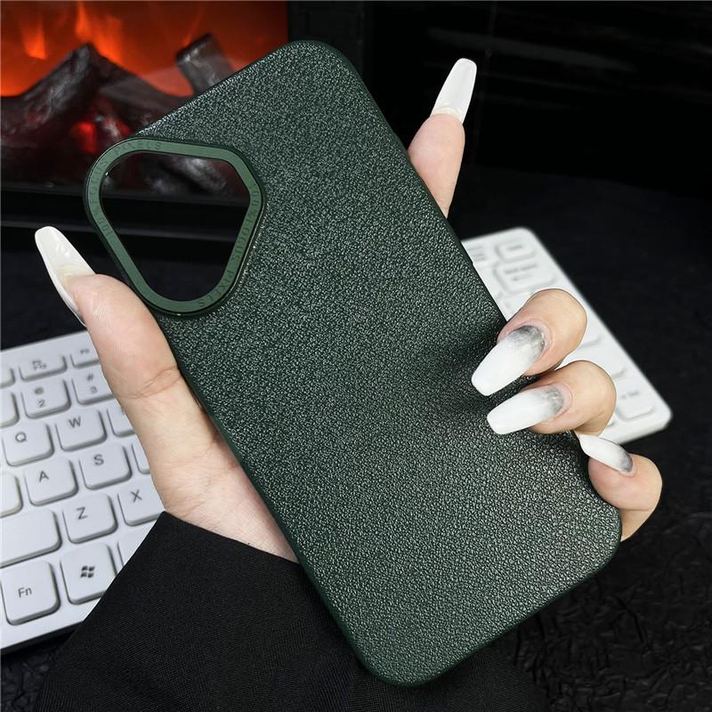 Для Apple iPhone 16 Plus Pro Max прочный металлический чехол с большой дыркой в рамке для объектива Litchi Grain PC, защитный чехол от отпечатков пальцев, задняя крышка-оболочка