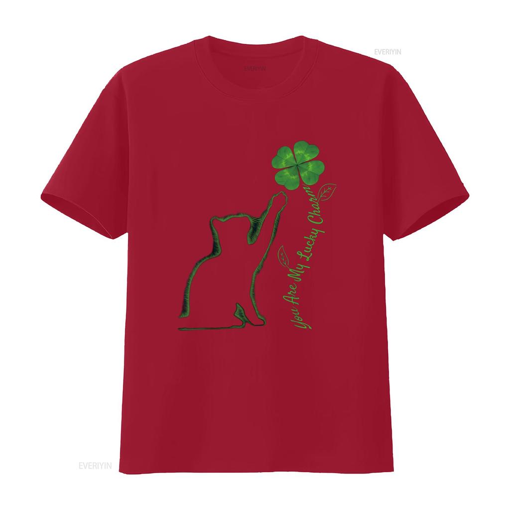 St Patricks Day Cat You Are My Lucky Charm Shamrock Clover T Shirt vintage Washed designer clothes Stylish Casual Breathable