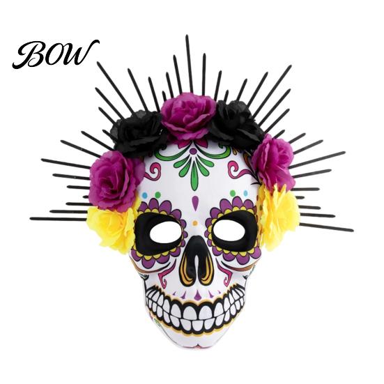 Floral Skull Mask Mardi Gras Mask, Venetian Party Sugar Breathable Face Masquerade Masks for Halloween Cosplay Mexican Flexible
