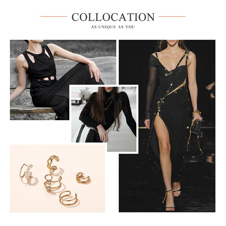 Bisaer Shining Rhinestones & White Shell Pearls Circular Shape Clip Earring Set for Ladyies Daily Jewelry