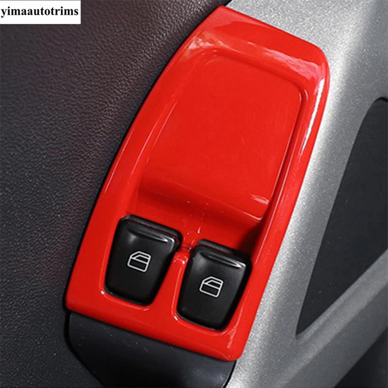 Red Hand Brake / Steering Wheel / Window Lift / Handle Bowl / Warning Lamp Cover Trim Accessories For Smart Fortwo 451 2009-2015