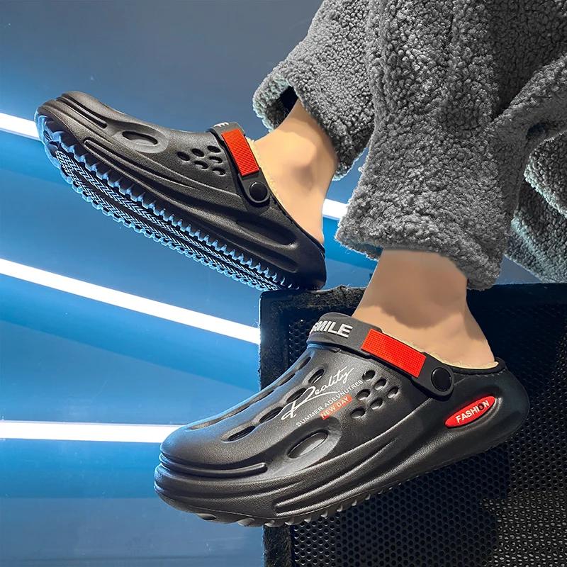 Модные мужские тапочки, зимние, бархатные, теплые, нескользящие, мужские, модные, универсальные, удобные, водонепроницаемые, повседневные тапочки