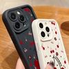 Красный вишневый узор TPU мягкий чехол для телефона iPhone 16 Pro Max 15 Pro 14 13 12 11 XR XS матовый противоударный защитный бампер для объектива
