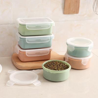 Круглые и квадратные контейнеры для хранения продуктов, пластиковые герметичные коробки для сохранения свежести для кухни