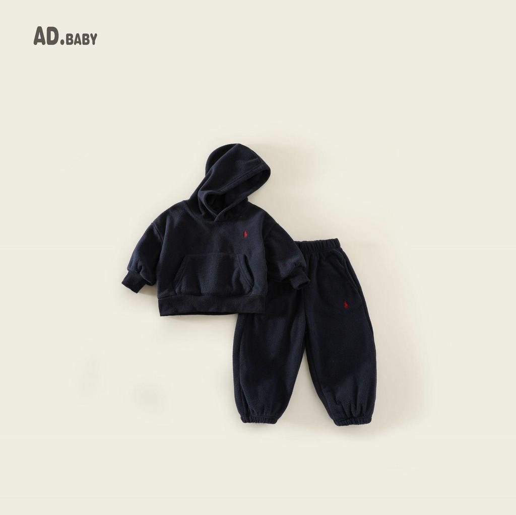 Детский флисовый комплект в корейском стиле Осень/Зима 2025: Удобный, приятный к коже свитшот и спортивные штаны для девочек и мальчиков.