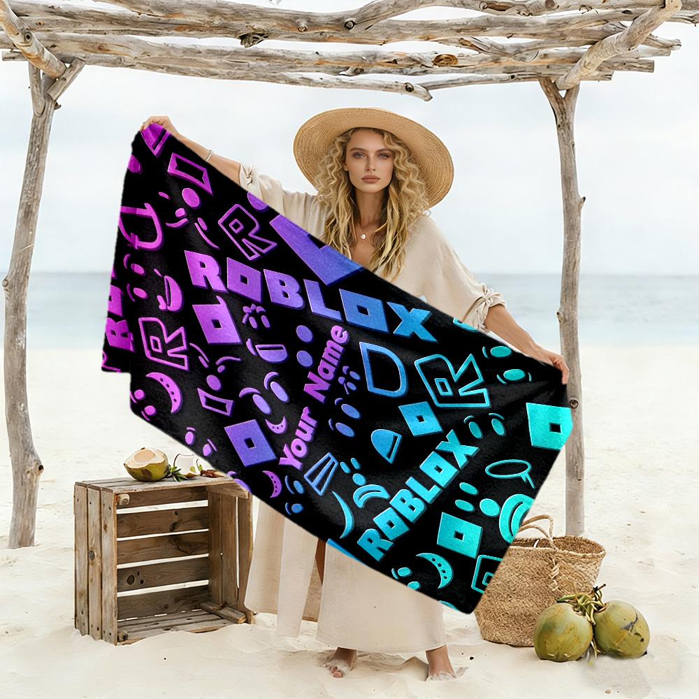 Roblox Customize Text Beach Towel Super Soft Absorbent Suitable for Sports Travel Swimming Yoga Bathroom Beach And Pool