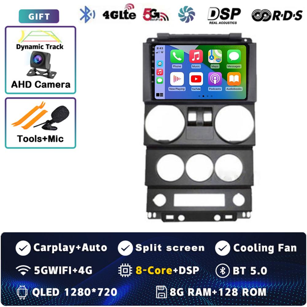 Android 14 Carplay Auto для Jeep Wrangler Unlimited 3 JK 2008 - 2010 Автомобильное радио 4G+WIFI Плеер Мультимедиа srereo Навигация Видео
