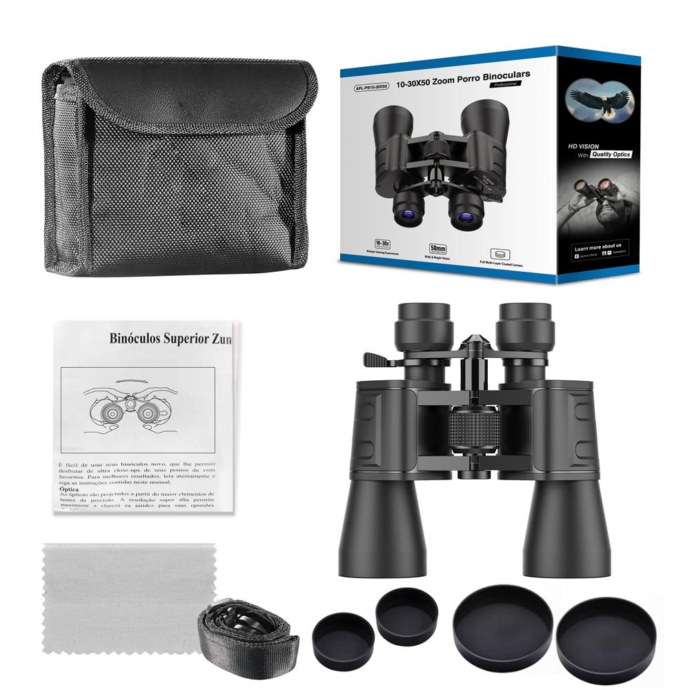 APEXEL 10-30X50 Binoculars Long Range High Magnification Compact HD Spyglass Powerful Binoculars for Hunting Camping Equipment