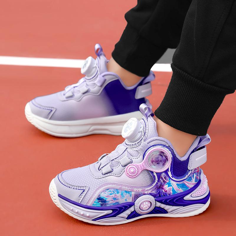 Girls' shoes basketball shoes spring and autumn leather surface lightweight children's sports shoes medium and large children's non-slip and wear-r