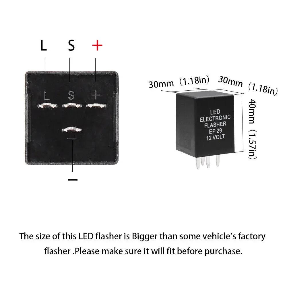 2PCS 4-Pin EP29 LED Flasher Decoder 4 Pins Electronic Relay Car Fix LED SMD Turn Signal Light Error Flashing Blinker 12V 10A ABS