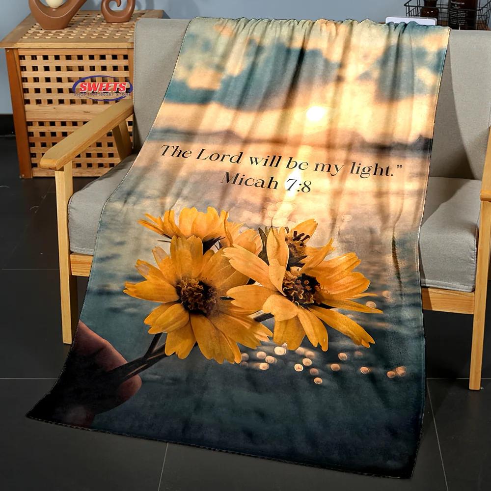 Devout Faith Bible Verses Flannel Blanket Throw Sofa Bed Cover Four Season Soft Fluffy Quilt Blanket Outdoor Leisure Nap Office
