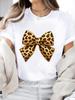 (Азиатский размер) Повседневный женский топ Футболки леопардовый тренд милый Мода круглый вырез Женская одежда Принт Короткий рукав Графическая футболка