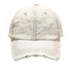 Washed and Distressed Denim Baseball Cap with Holes and Frayed Edges
