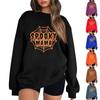 Women's Halloween Print Pullover Round Neck Drop Shoulder Long Sleeved Blouse