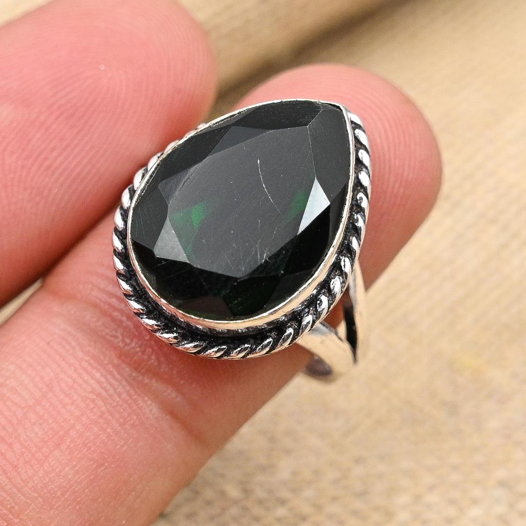 Ювелирные изделия ручной работы из хром-диопсида, кольцо из стерлингового серебра 925 пробы