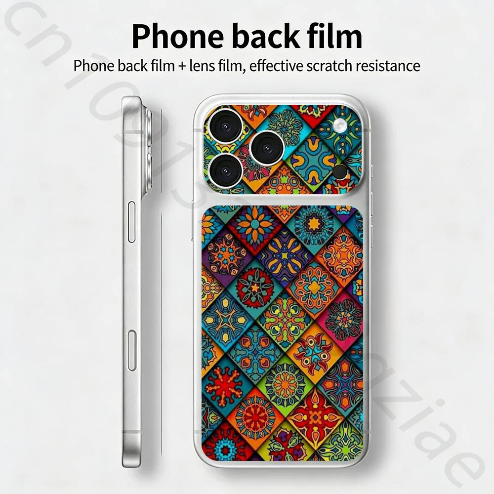 Тканевый принт в африканском стиле для iPhone 17 pro Max / 17 pro Полное покрытие Наклейка Skin Wrap 3D Цветная Задняя Защитная пленка-стикер